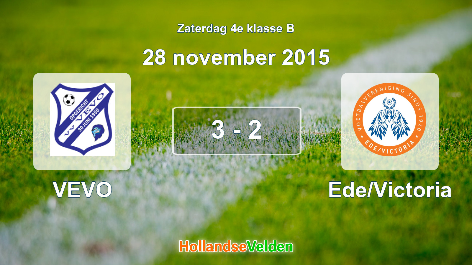 Gespeelde wedstrijd: VEVO - Ede/Victoria 3 - 2 (28 november 2015)