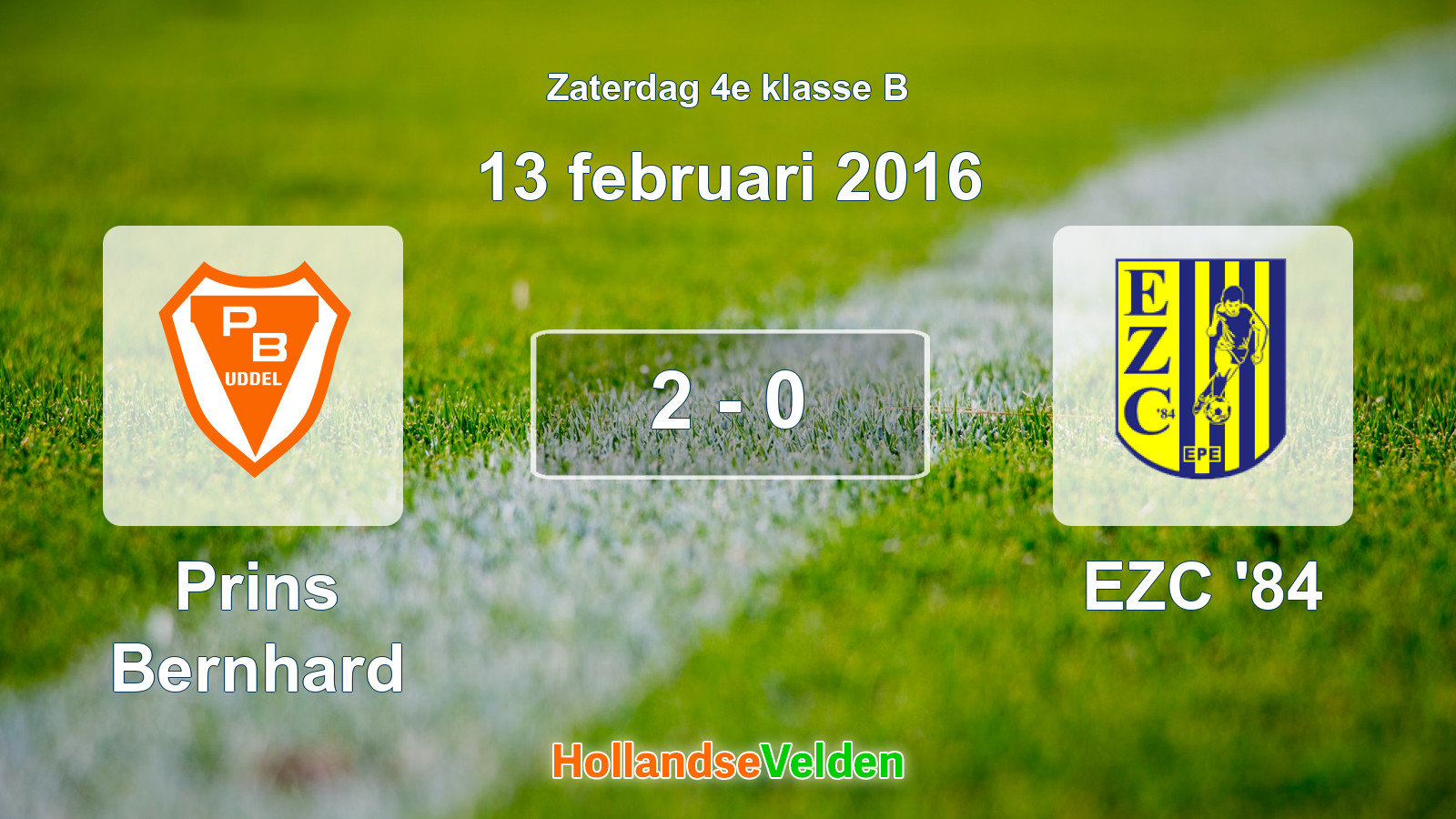 Gespeelde wedstrijd: Prins Bernhard - EZC '84 2 - 0 (13 februari 2016)