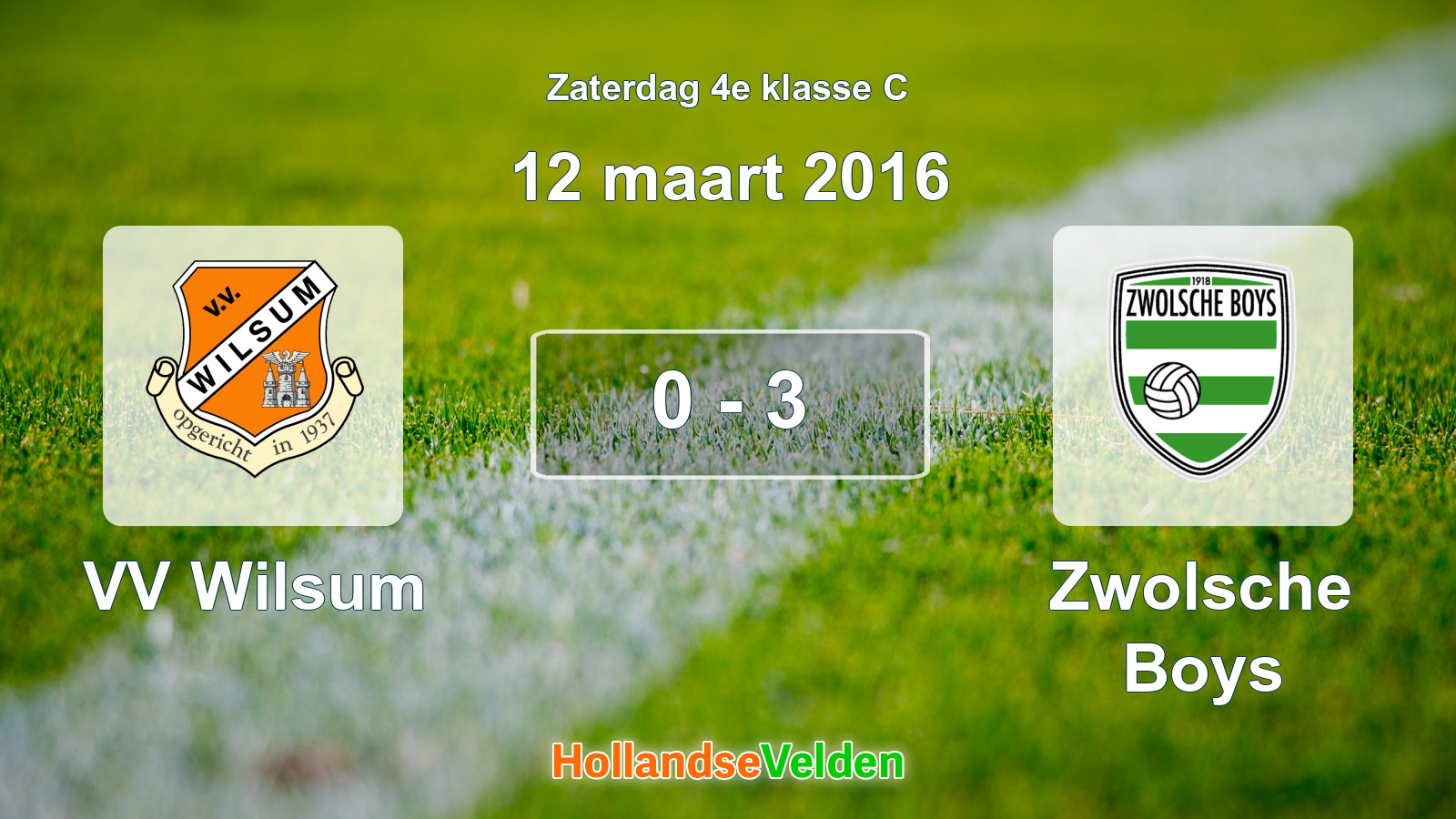 Gespeelde wedstrijd: VV Wilsum - Zwolsche Boys 0 - 3 (12 maart 2016)