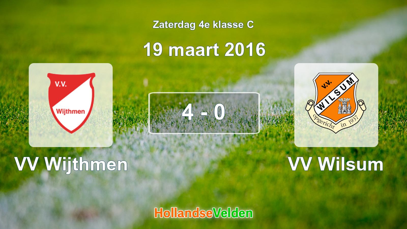Gespeelde wedstrijd: VV Wijthmen - VV Wilsum 4 - 0 (19 maart 2016)