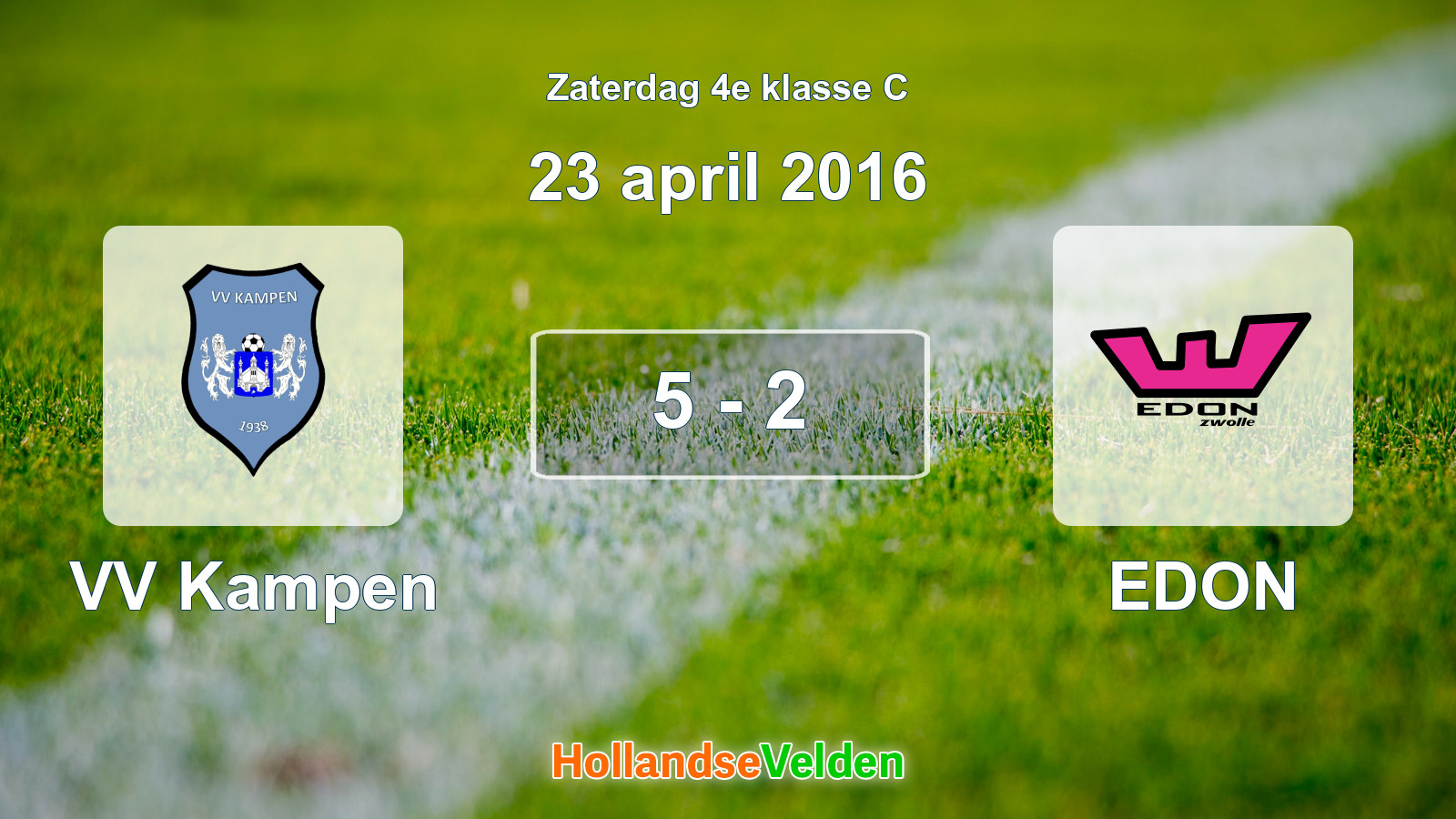 Gespeelde wedstrijd: VV Kampen - EDON 5 - 2 (23 april 2016)