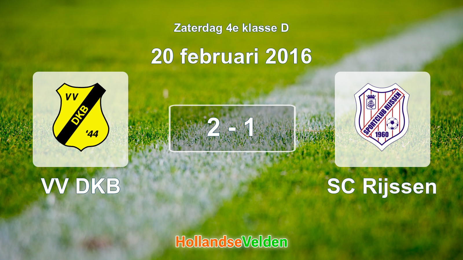 Gespeelde wedstrijd: VV DKB - SC Rijssen 2 - 1 (20 februari 2016)