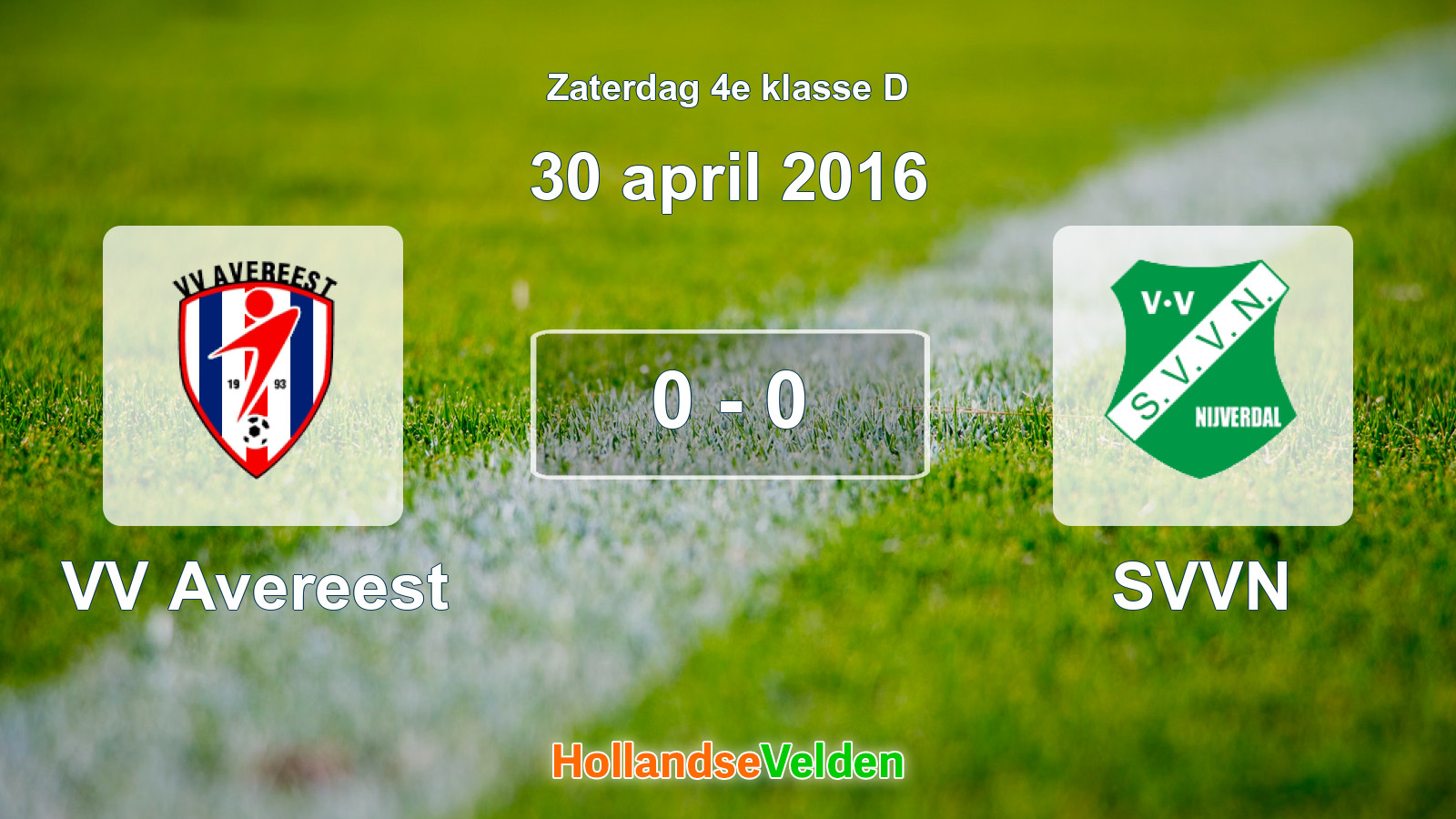 Gespeelde wedstrijd: VV Avereest - SVVN 0 - 0 (30 april 2016)
