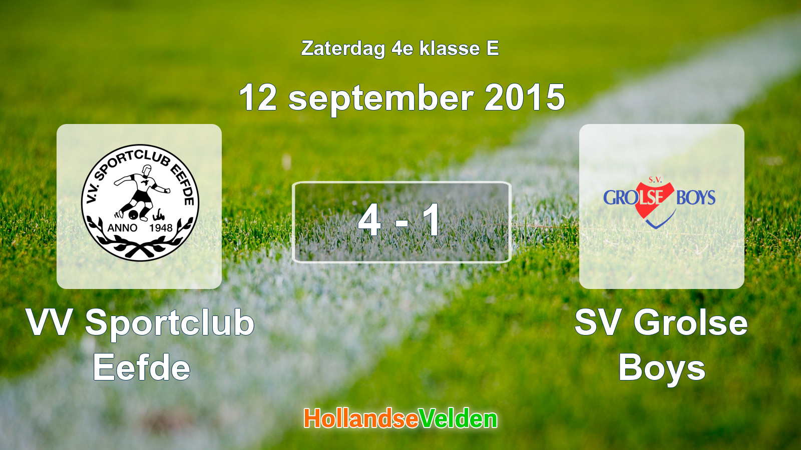 Gespeelde wedstrijd: VV Sportclub Eefde - SV Grolse Boys 4 - 1 (12 september 2015)
