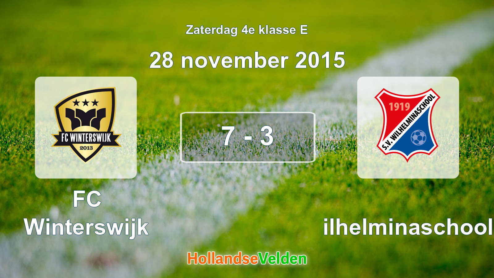 Gespeelde wedstrijd: FC Winterswijk - Wilhelminaschool 7 - 3 (28 november 2015)