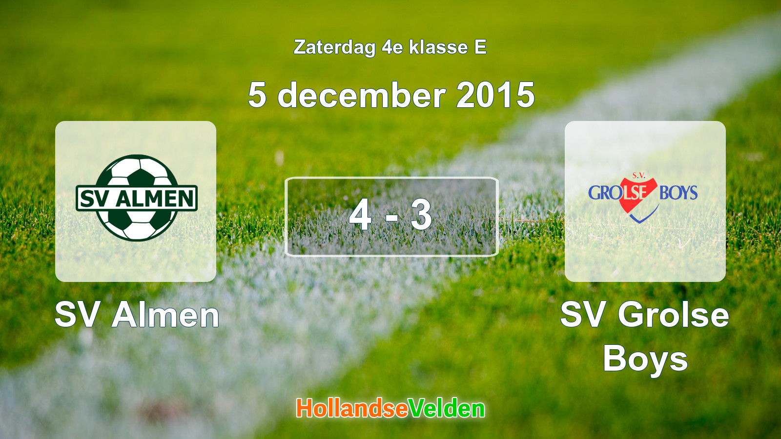 Gespeelde wedstrijd: SV Almen - SV Grolse Boys 4 - 3 (5 december 2015)