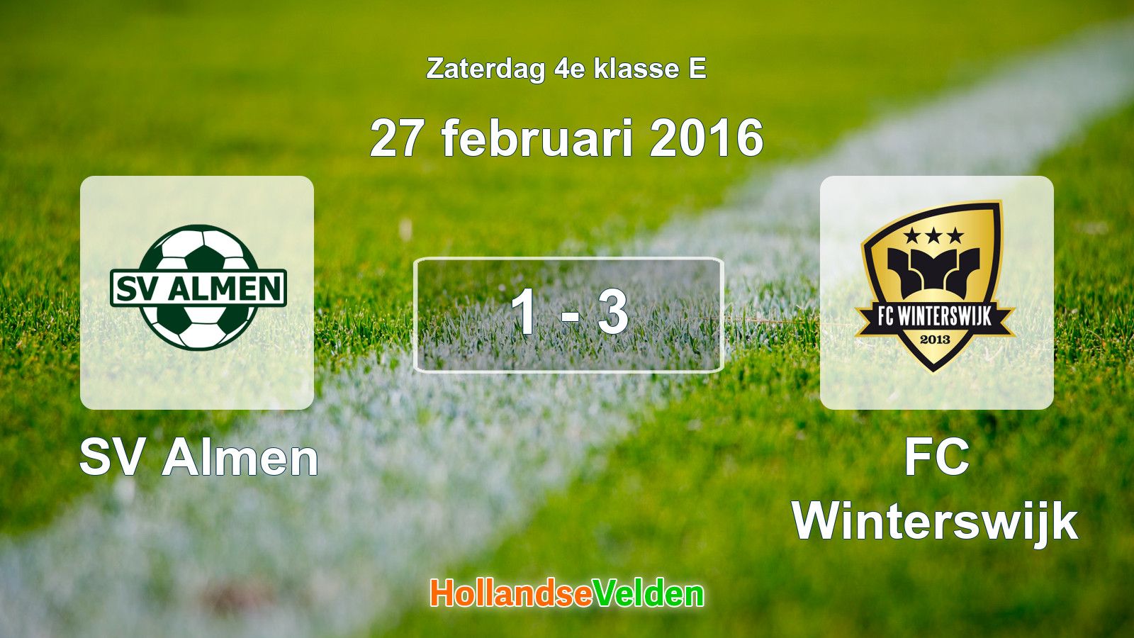 Gespeelde wedstrijd: SV Almen - FC Winterswijk 1 - 3 (27 februari 2016)