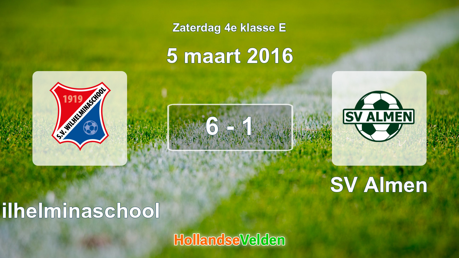 Gespeelde wedstrijd: Wilhelminaschool - SV Almen 6 - 1 (5 maart 2016)