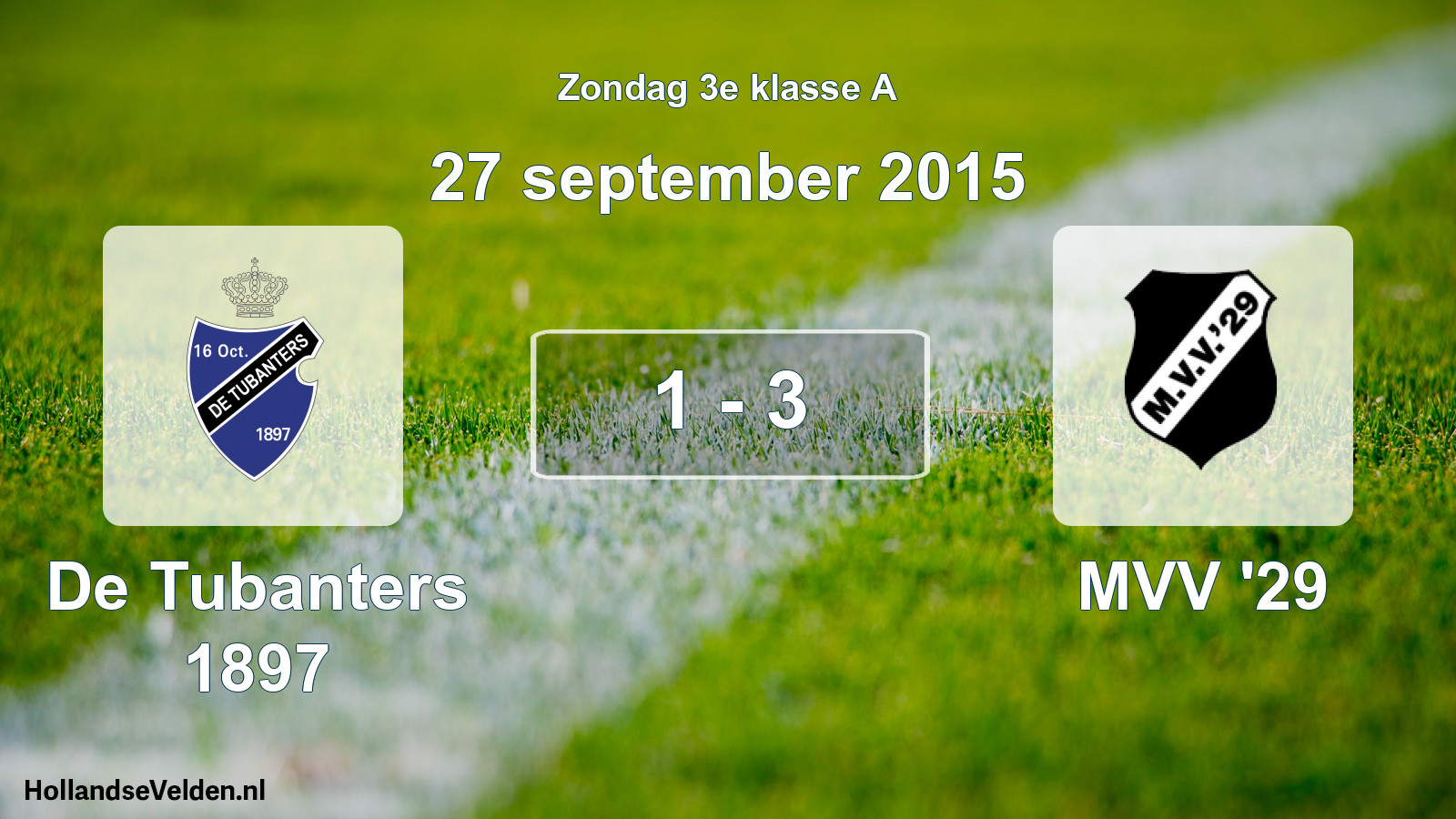 Gespeelde wedstrijd: De Tubanters 1897 - MVV '29 1 - 3 (27 september 2015)
