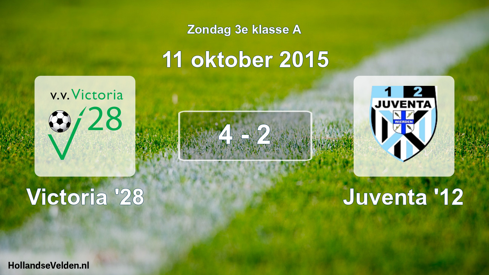 Gespeelde wedstrijd: Victoria '28 - Juventa '12 4 - 2 (11 oktober 2015)