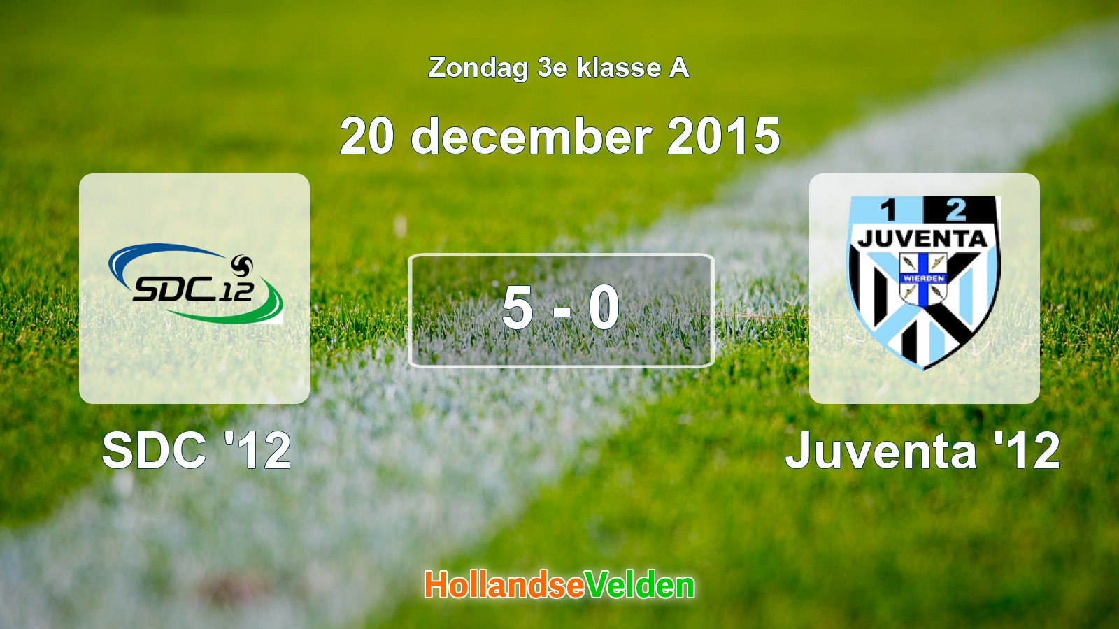 Gespeelde wedstrijd: SDC '12 - Juventa '12 5 - 0 (20 december 2015)