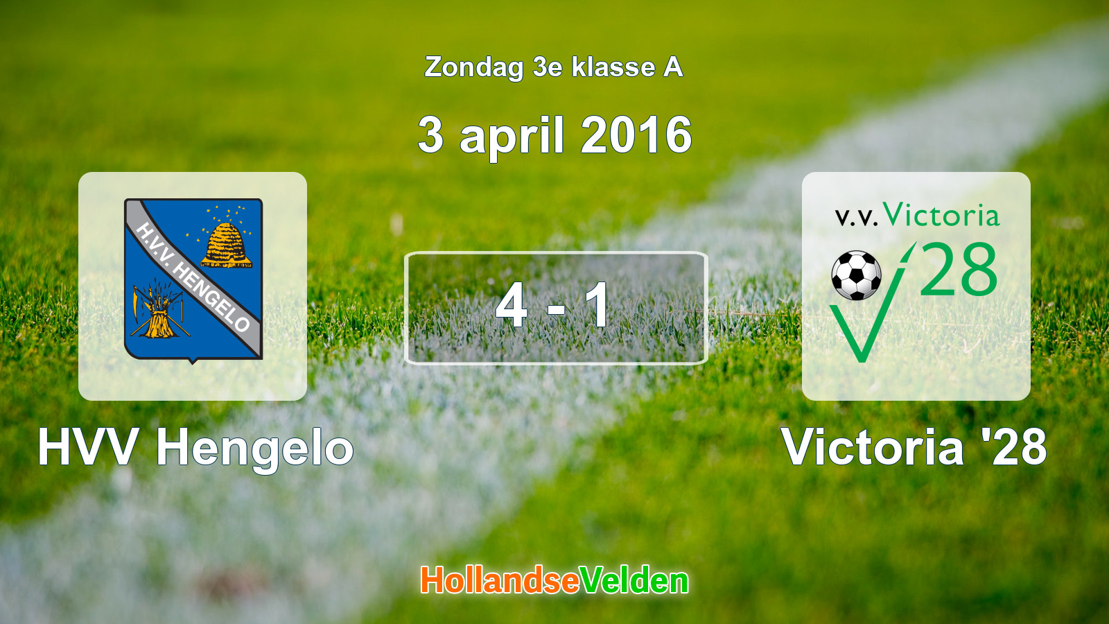 Gespeelde wedstrijd: HVV Hengelo - Victoria '28 4 - 1 (3 april 2016)