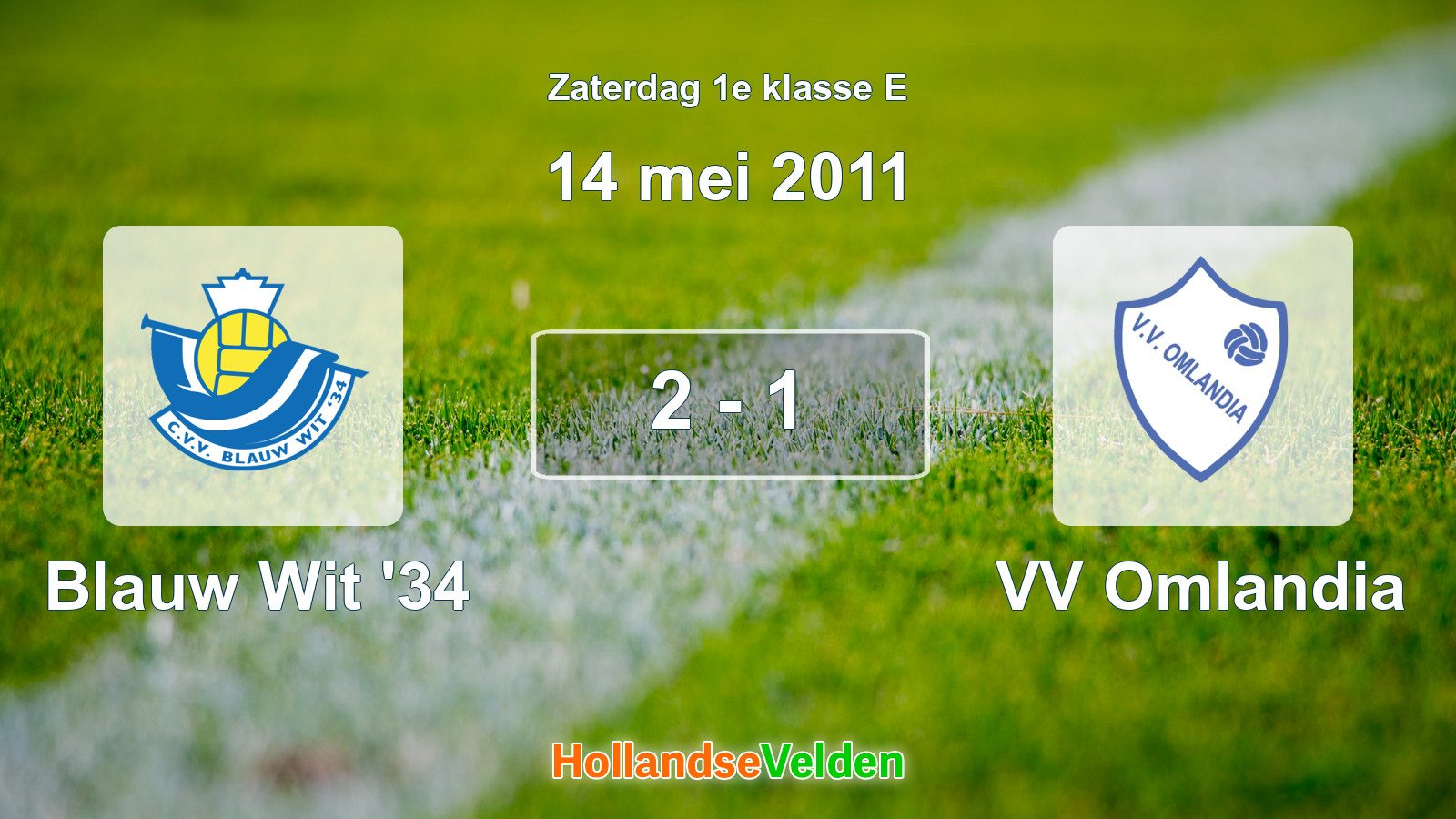 Gespeelde wedstrijd: Blauw Wit '34 - VV Omlandia 2 - 1 (14 mei 2011)
