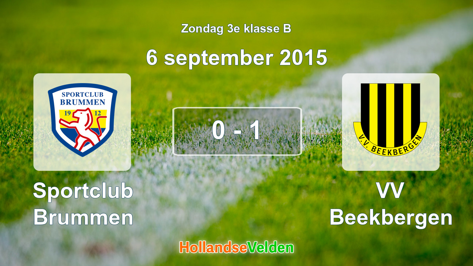 Gespeelde wedstrijd: Sportclub Brummen - VV Beekbergen 0 - 1 (6 september 2015)