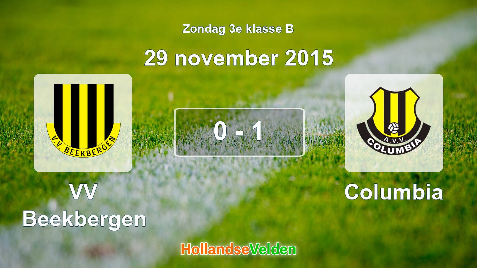 Gespeelde wedstrijd: VV Beekbergen - Columbia 0 - 1 (29 november 2015)