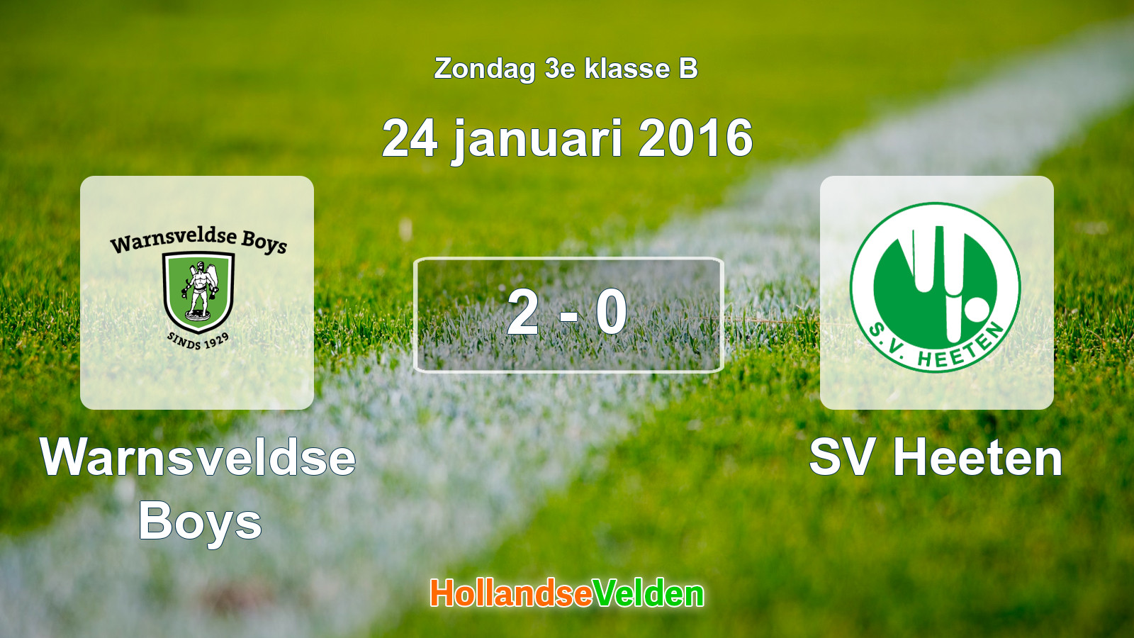 Gespeelde wedstrijd: Warnsveldse Boys - SV Heeten 2 - 0 (24 januari 2016)