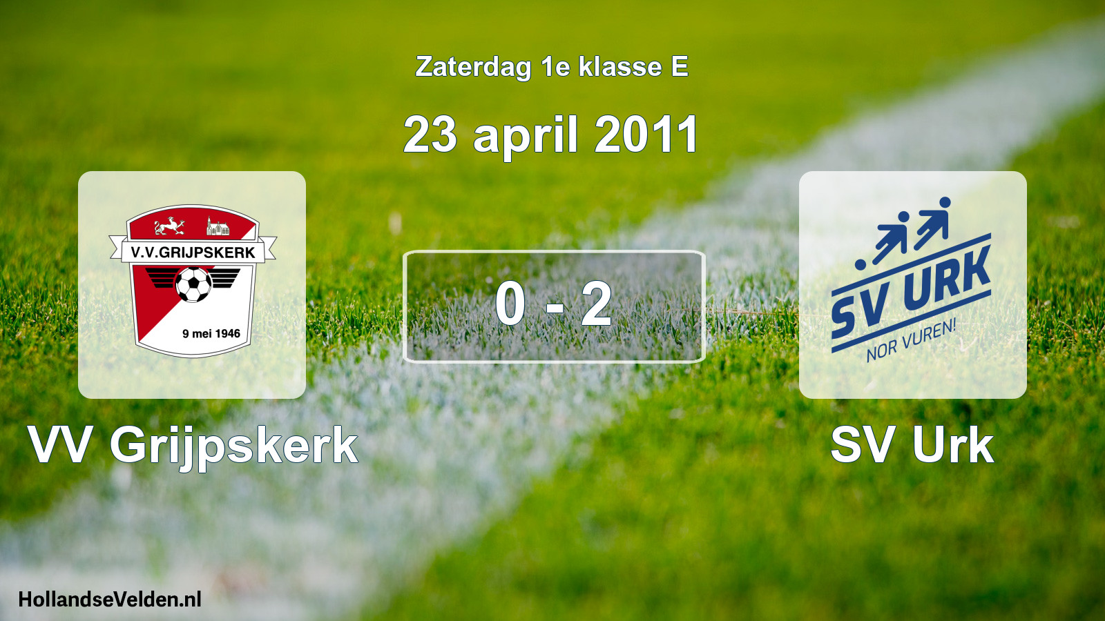 Gespeelde wedstrijd: VV Grijpskerk - SV Urk 0 - 2 (23 april 2011)