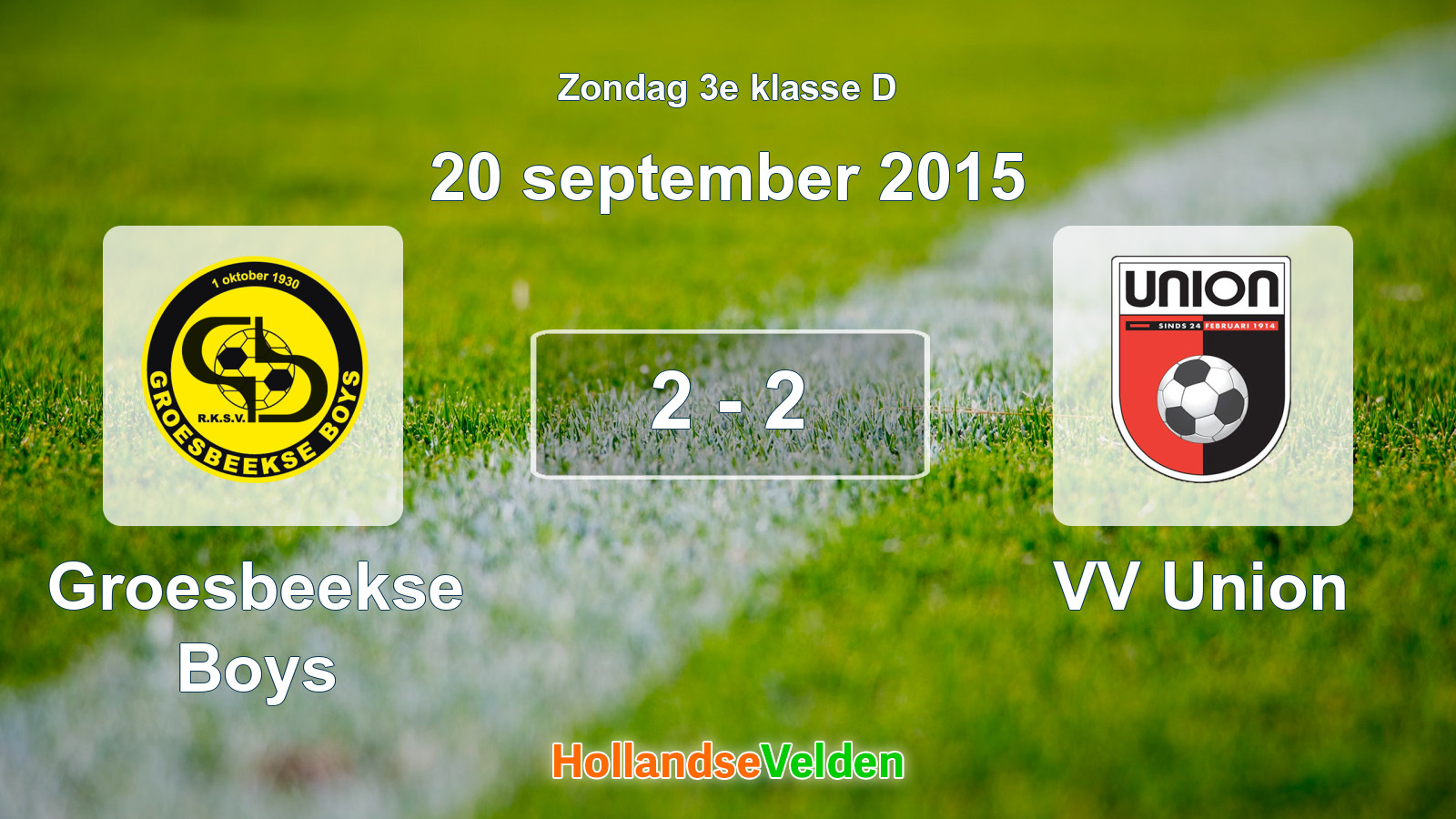 Gespeelde wedstrijd: Groesbeekse Boys - VV Union 2 - 2 (20 september 2015)