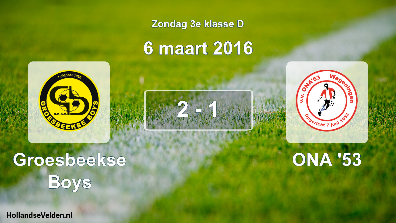 Gespeelde wedstrijd: Groesbeekse Boys - ONA '53 2 - 1 (6 maart 2016)
