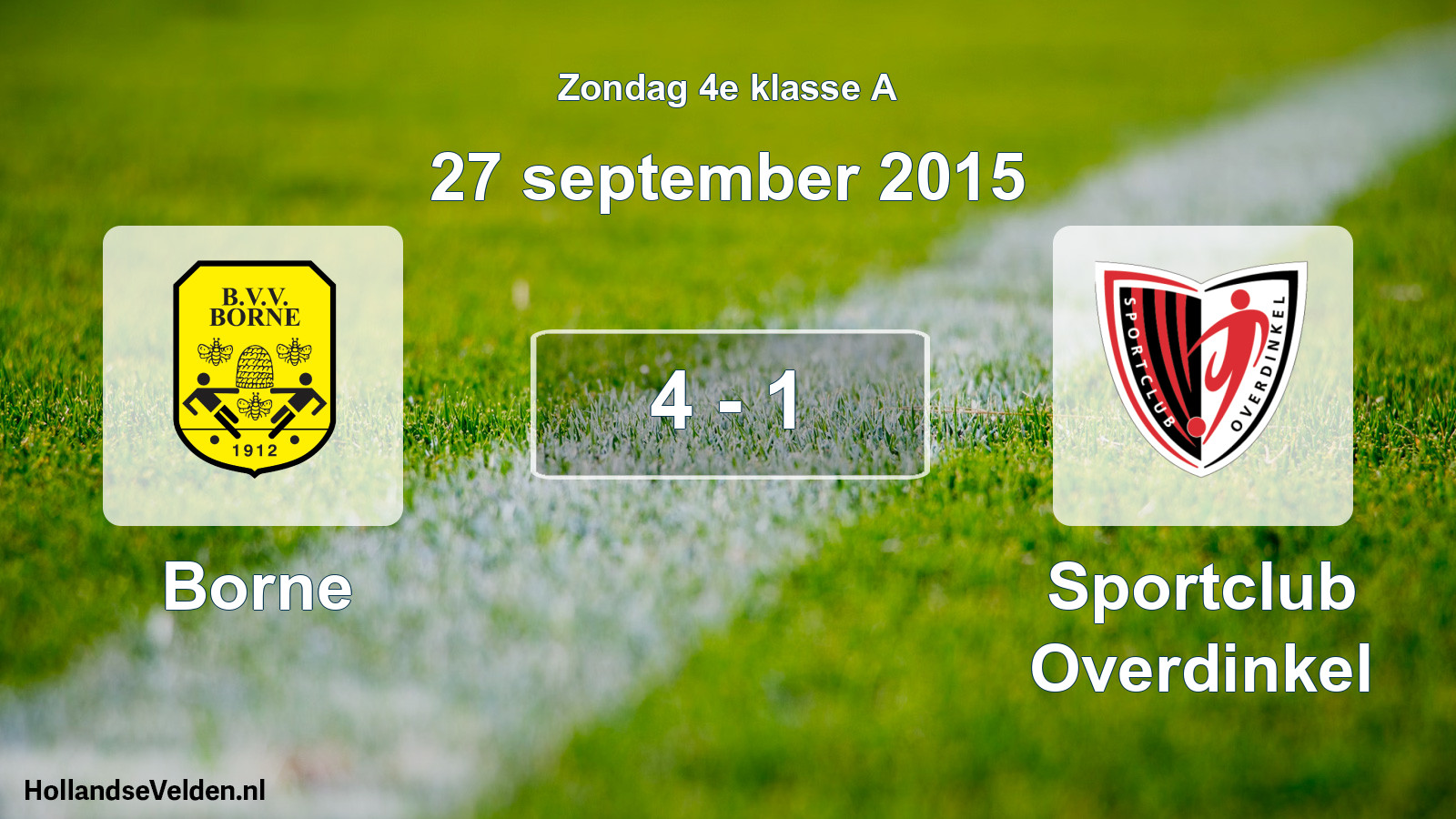 Gespeelde wedstrijd: Borne - Sportclub Overdinkel 4 - 1 (27 september 2015)