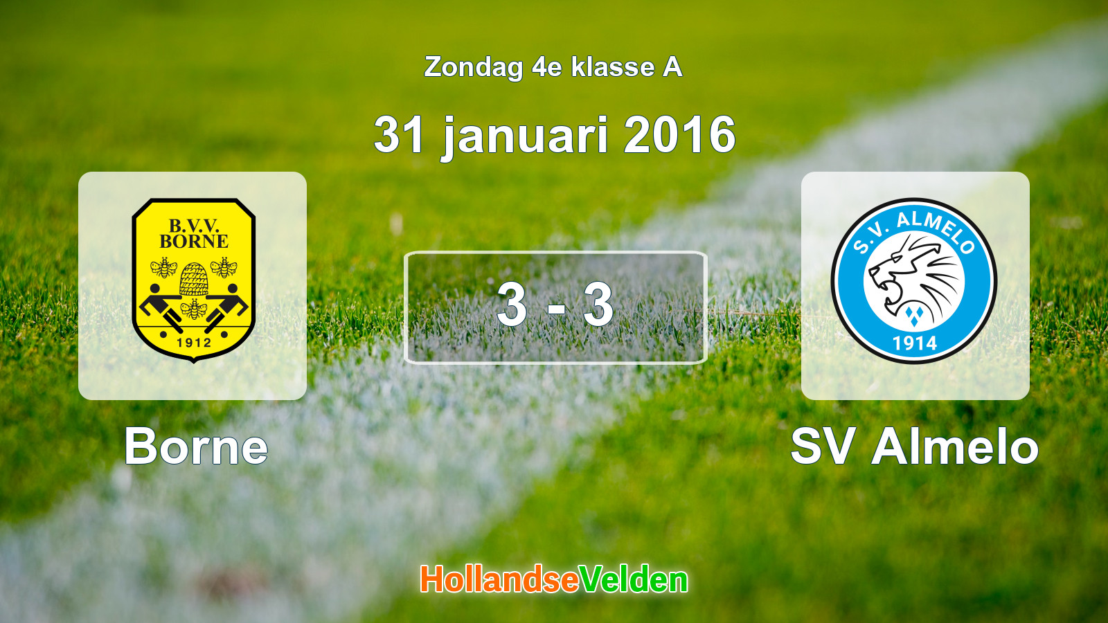 Gespeelde wedstrijd: Borne - SV Almelo 3 - 3 (31 januari 2016)