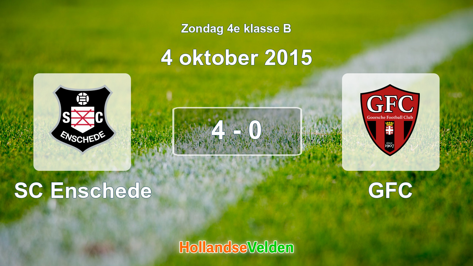 Gespeelde wedstrijd: SC Enschede - GFC 4 - 0 (4 oktober 2015)