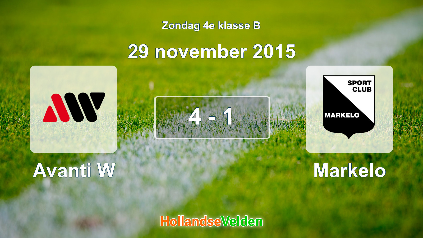 Gespeelde wedstrijd: Avanti W - Markelo 4 - 1 (29 november 2015)