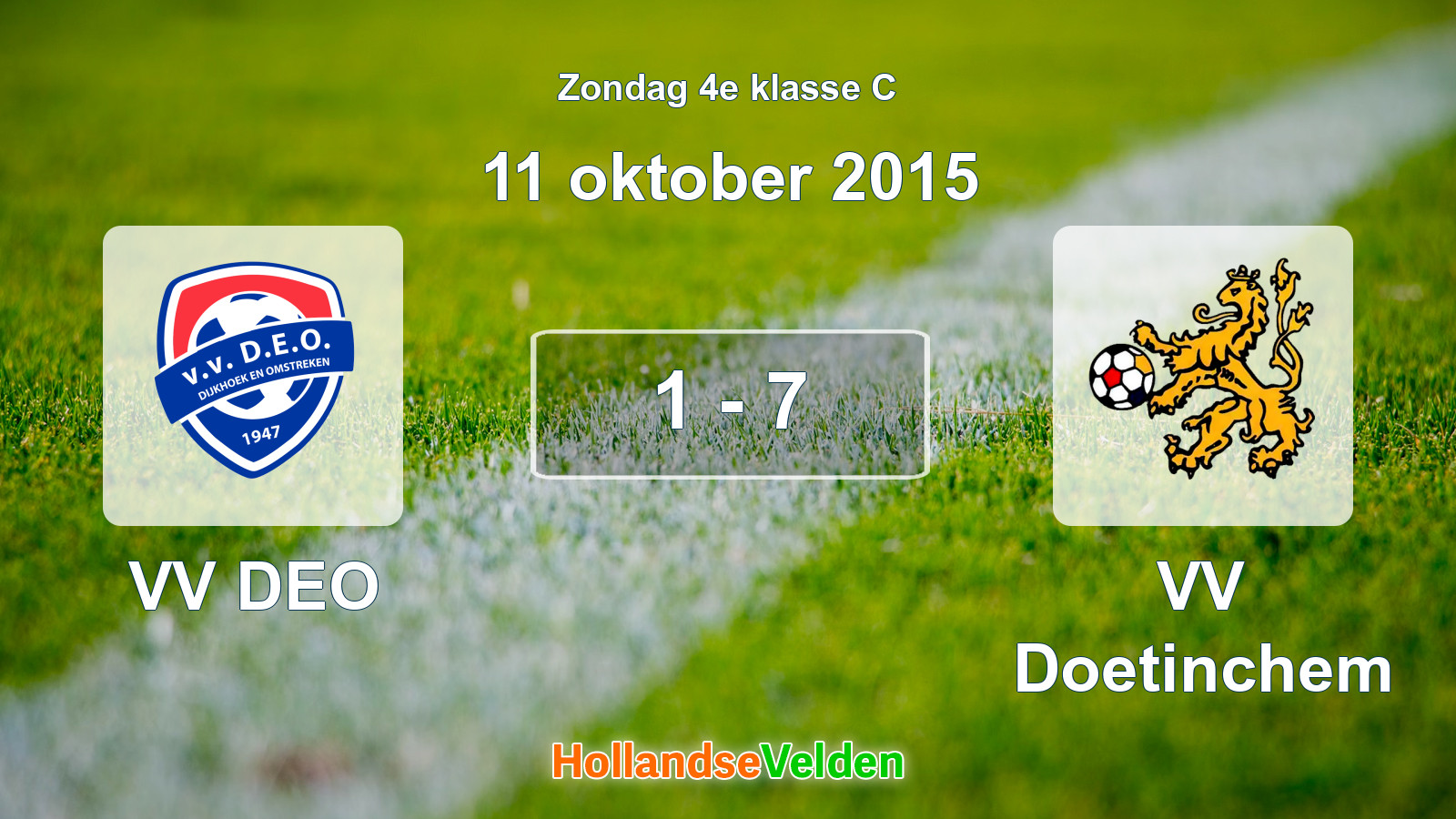 Gespeelde wedstrijd: VV DEO - VV Doetinchem 1 - 7 (11 oktober 2015)