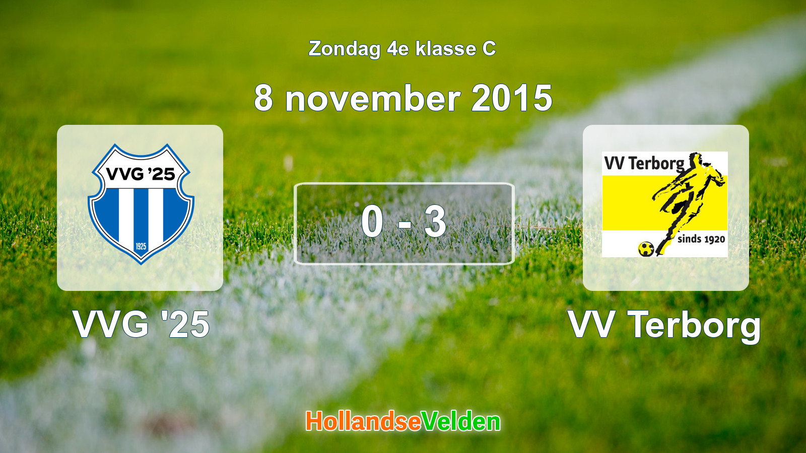 Gespeelde wedstrijd: VVG '25 - VV Terborg 0 - 3 (8 november 2015)