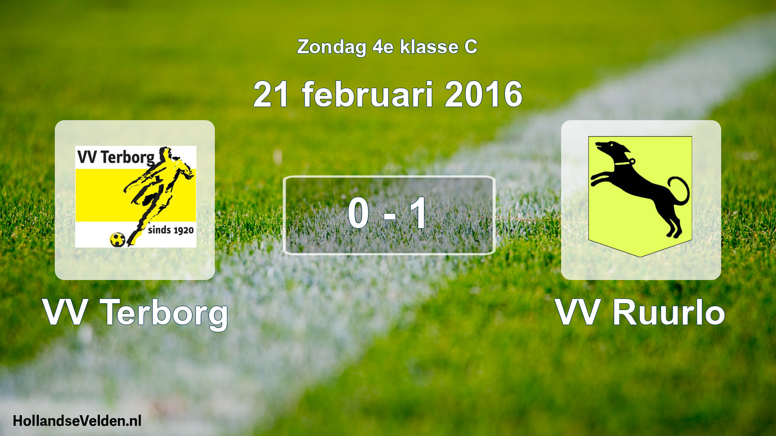 Gespeelde wedstrijd: VV Terborg - VV Ruurlo 0 - 1 (21 februari 2016)