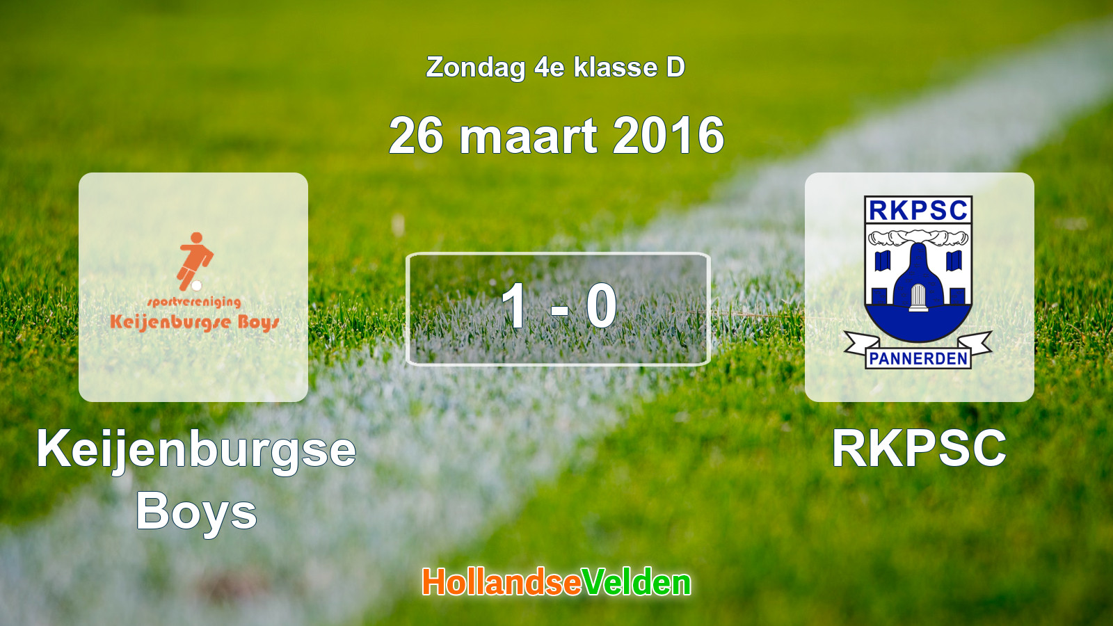 Gespeelde wedstrijd: Keijenburgse Boys - RKPSC 1 - 0 (26 maart 2016)