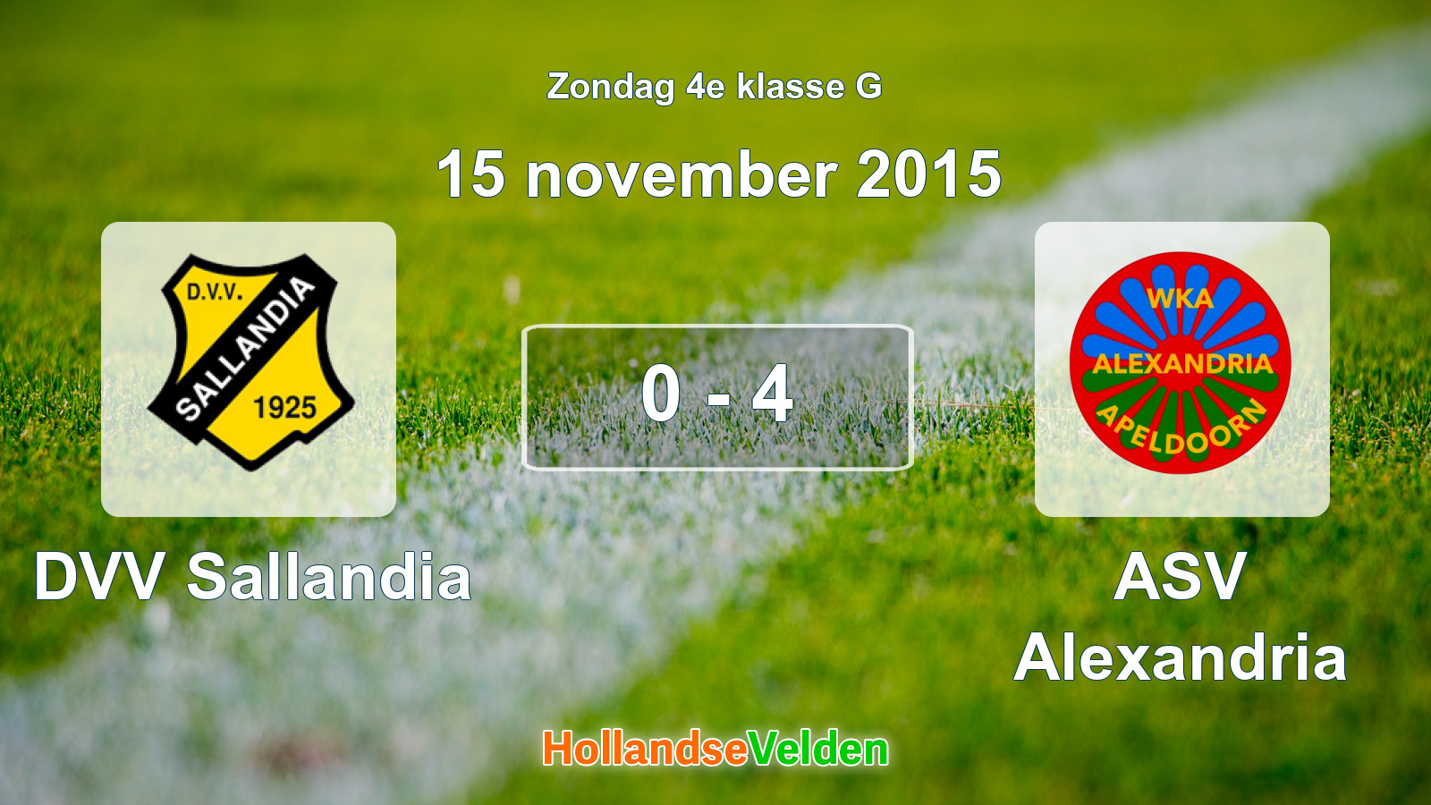 Gespeelde wedstrijd: DVV Sallandia - ASV Alexandria 0 - 4 (15 november 2015)