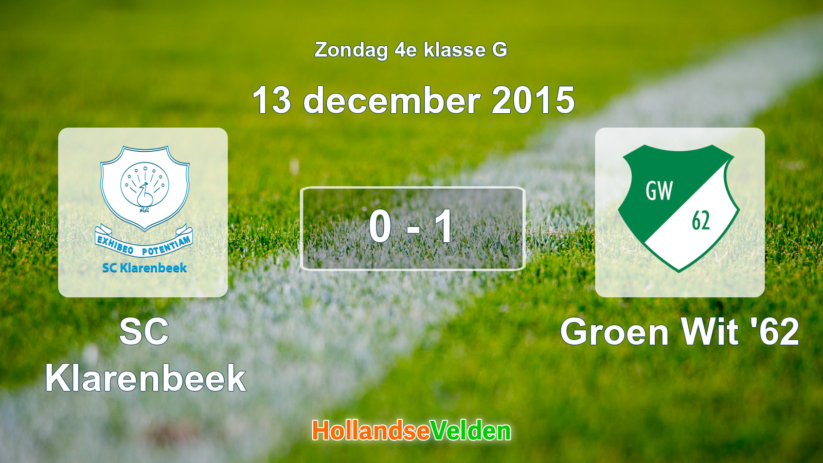 Gespeelde wedstrijd: SC Klarenbeek - Groen Wit '62 0 - 1 (13 december 2015)