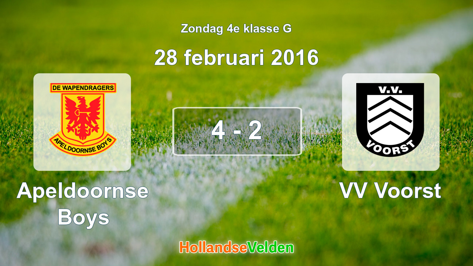 Gespeelde wedstrijd: Apeldoornse Boys - VV Voorst 4 - 2 (28 februari 2016)