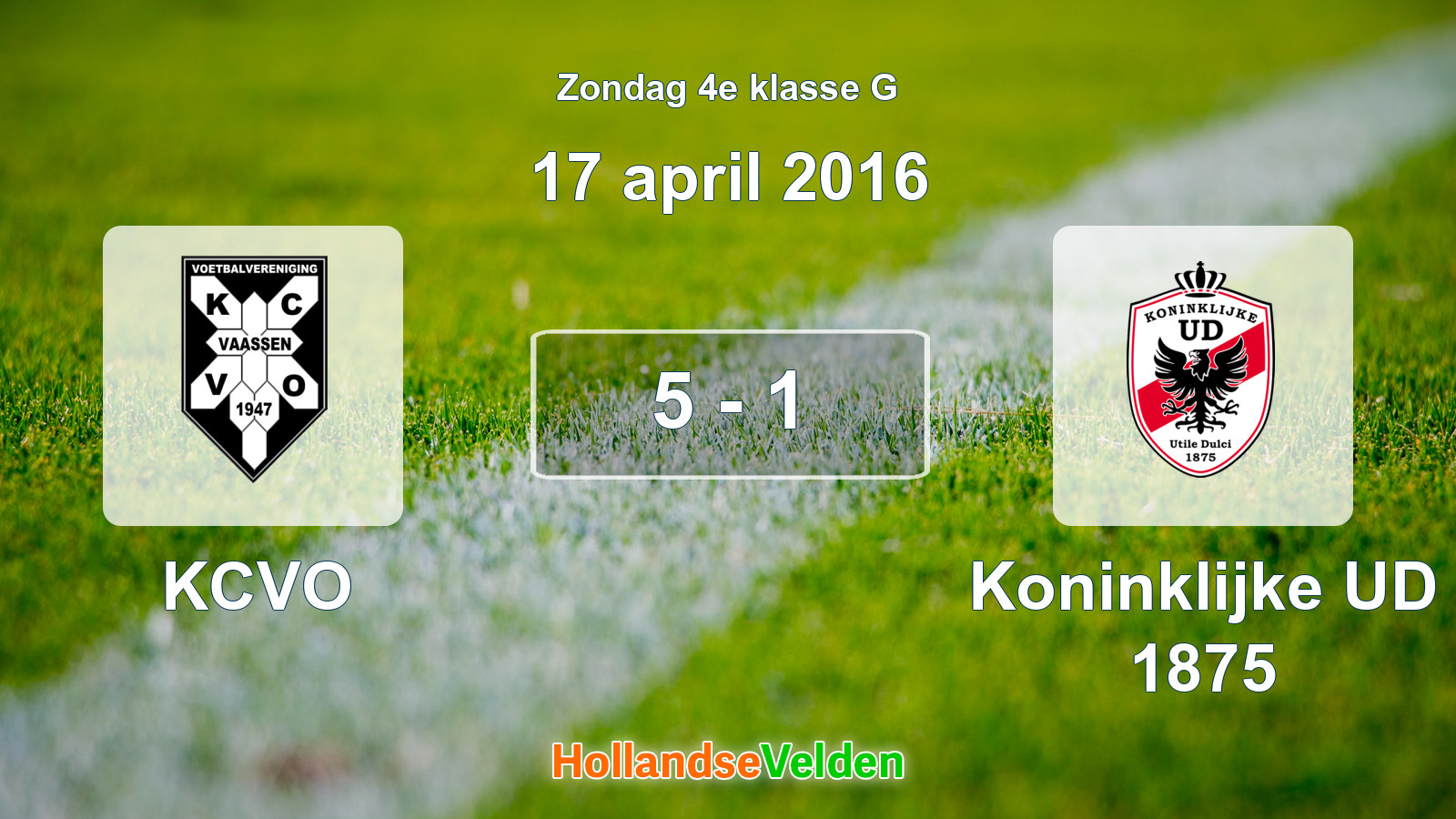 Gespeelde wedstrijd: KCVO - Koninklijke UD 1875 5 - 1 (17 april 2016)
