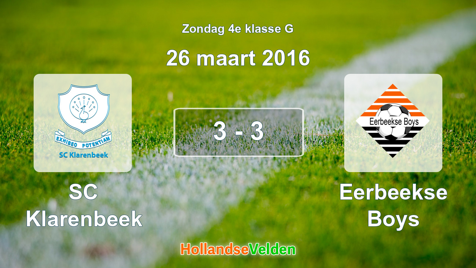 Gespeelde wedstrijd: SC Klarenbeek - Eerbeekse Boys 3 - 3 (26 maart 2016)