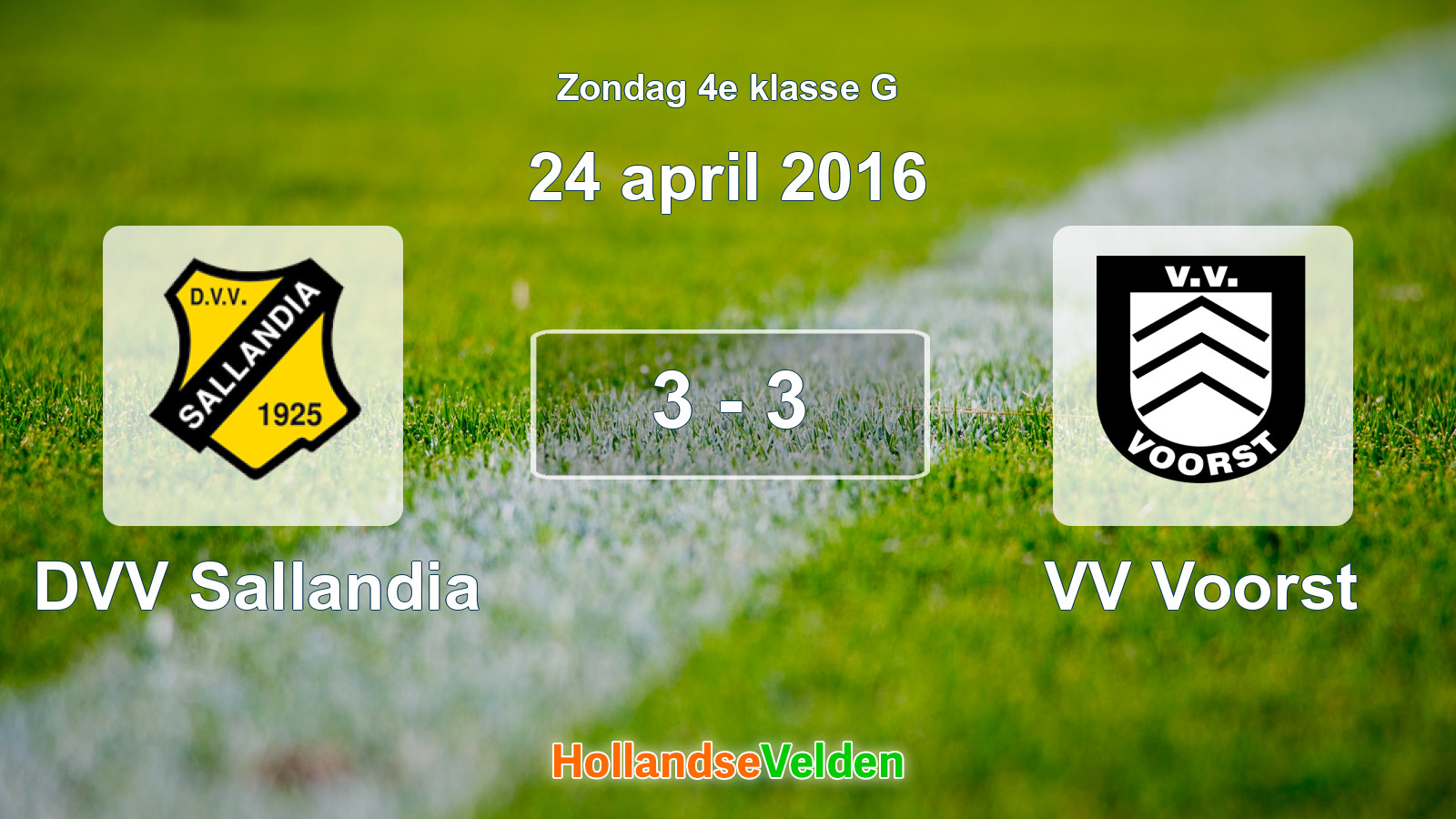 Gespeelde wedstrijd: DVV Sallandia - VV Voorst 3 - 3 (24 april 2016)