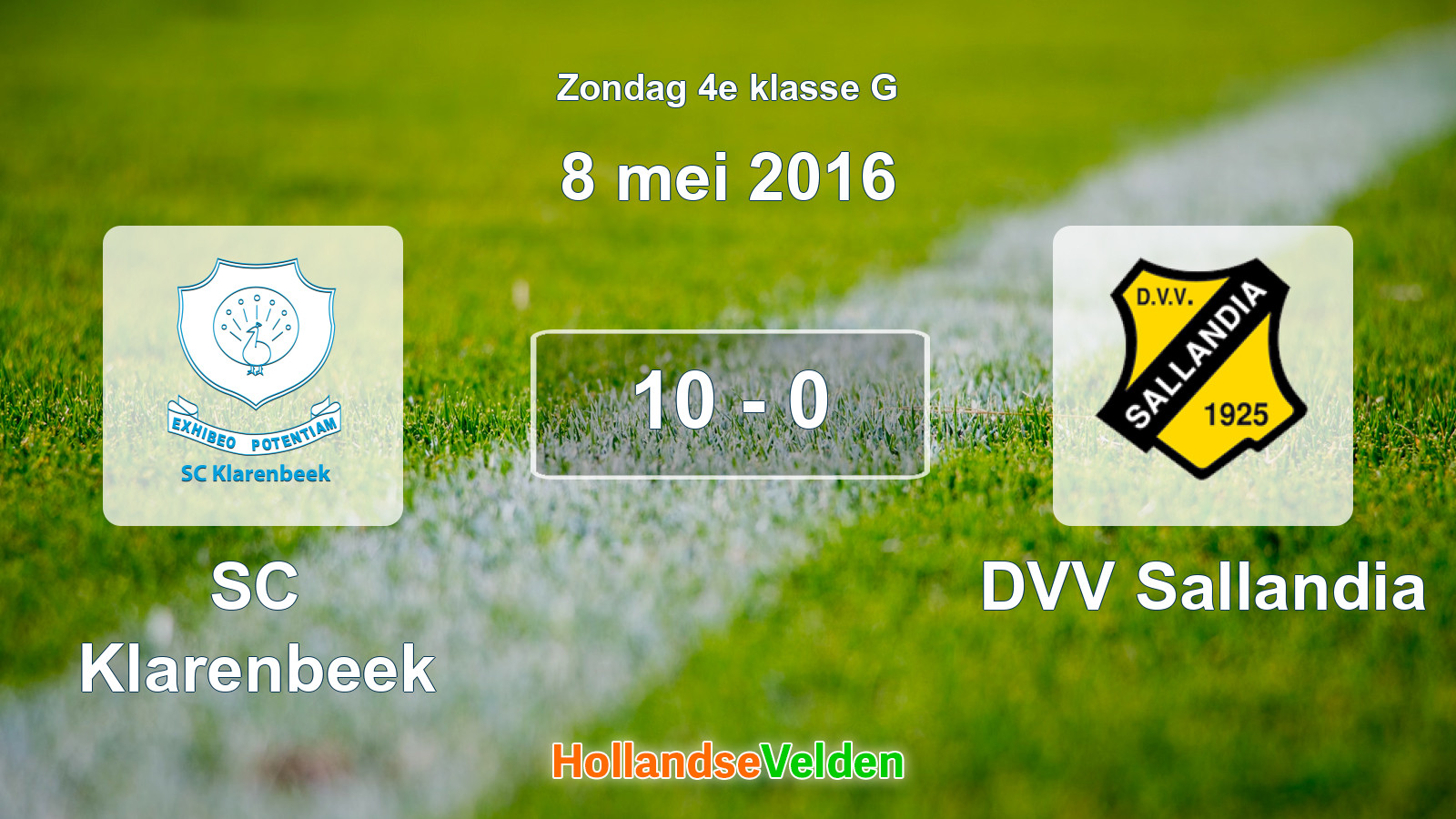 Gespeelde wedstrijd: SC Klarenbeek - DVV Sallandia 10 - 0 (8 mei 2016)