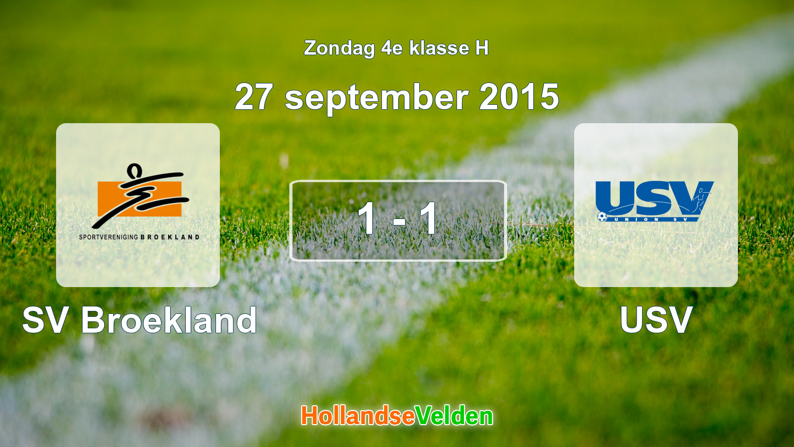 Gespeelde wedstrijd: SV Broekland - USV 1 - 1 (27 september 2015)