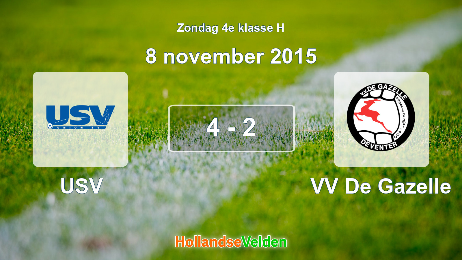 Gespeelde wedstrijd: USV - VV De Gazelle 4 - 2 (8 november 2015)