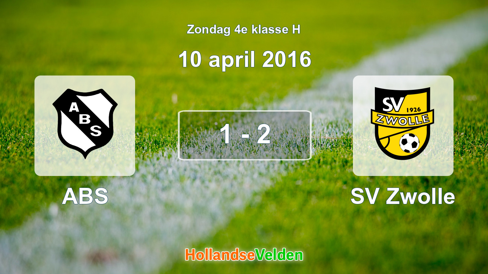Gespeelde wedstrijd: ABS - SV Zwolle 1 - 2 (10 april 2016)