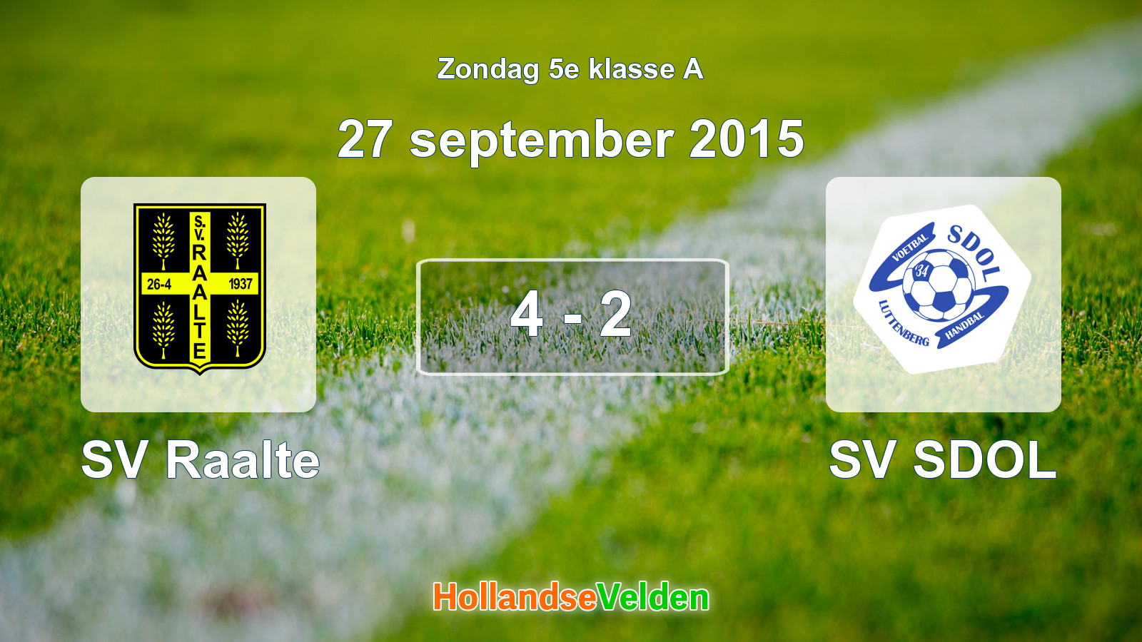 Gespeelde wedstrijd: SV Raalte - SV SDOL 4 - 2 (27 september 2015)