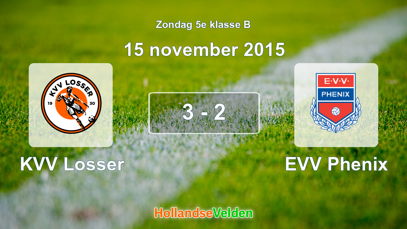 Gespeelde wedstrijd: KVV Losser - EVV Phenix 3 - 2 (15 november 2015)
