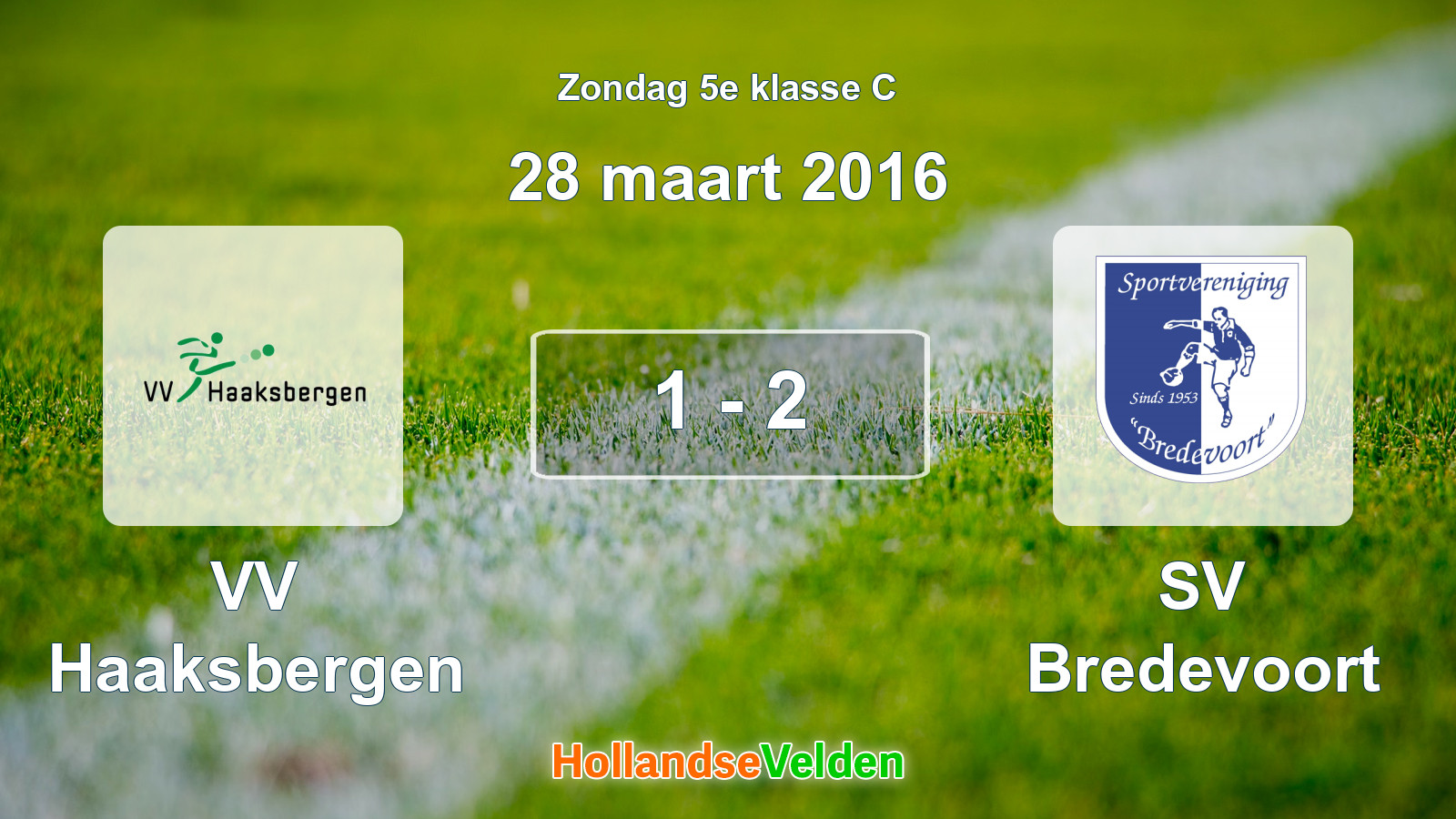 Gespeelde wedstrijd: VV Haaksbergen - SV Bredevoort 1 - 2 (28 maart 2016)