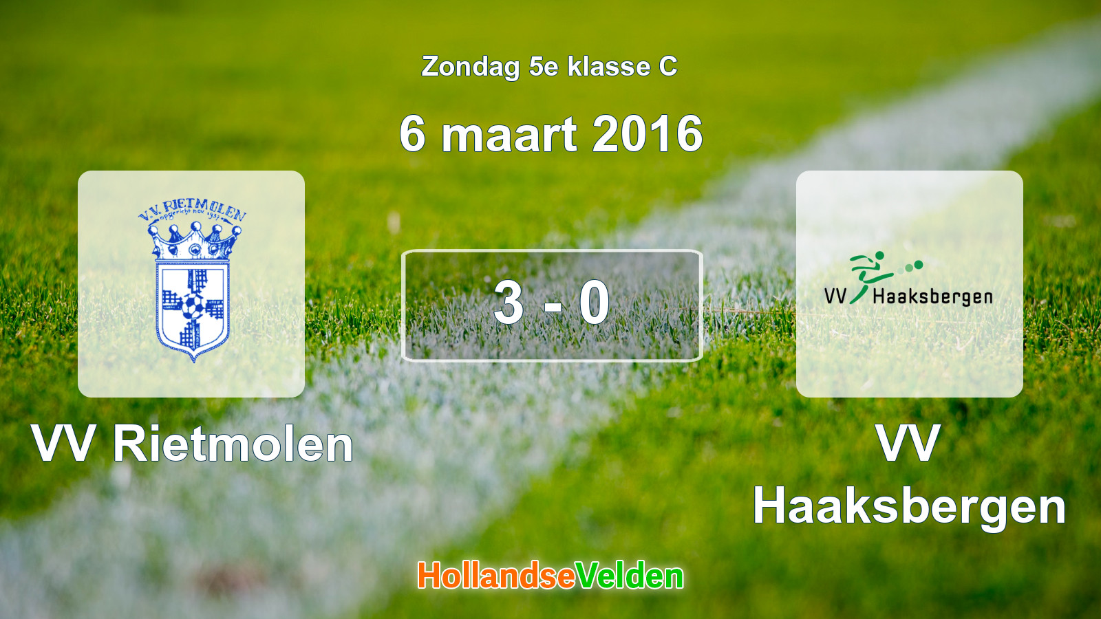 Gespeelde wedstrijd: VV Rietmolen - VV Haaksbergen 3 - 0 (6 maart 2016)