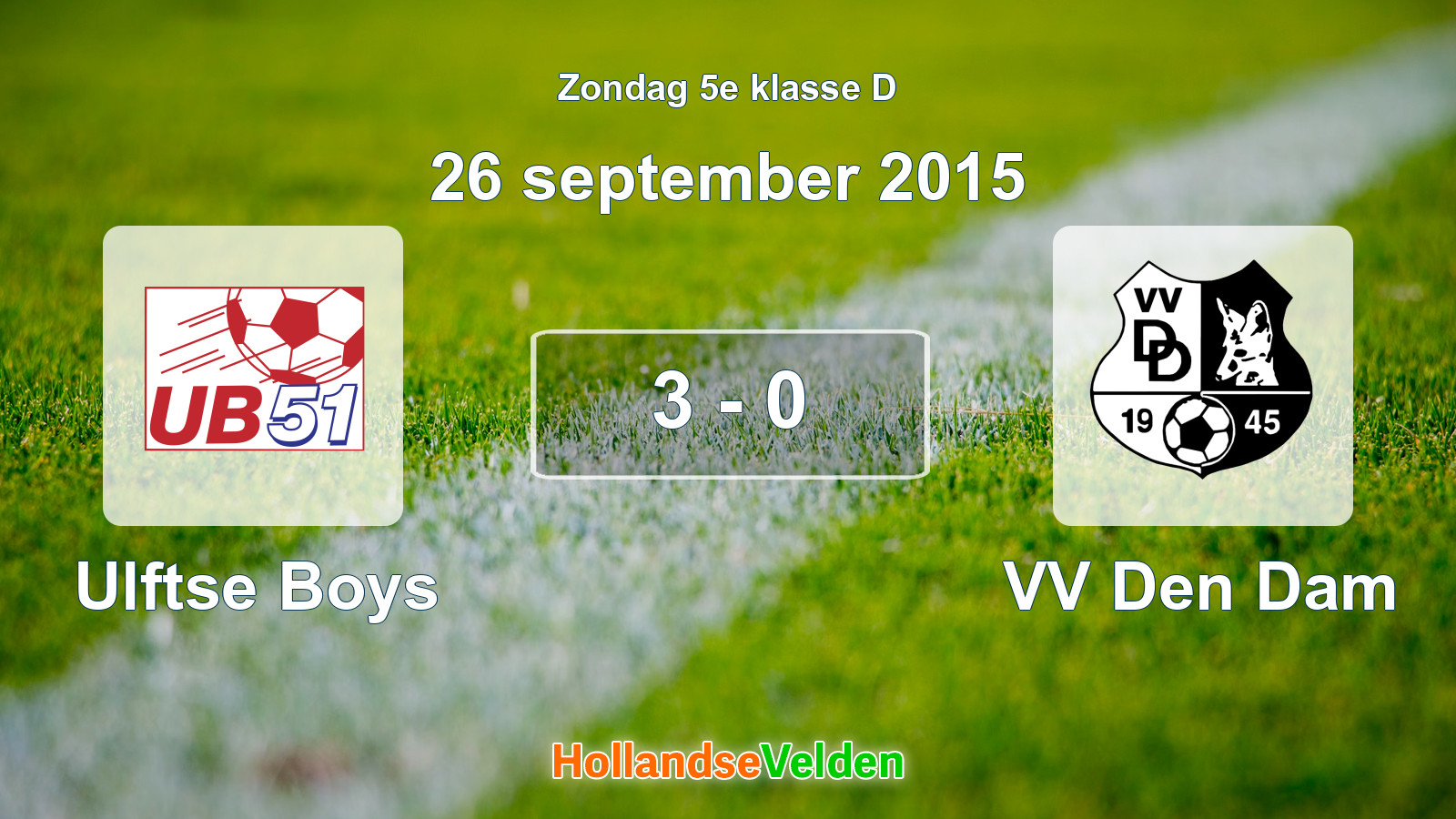 Gespeelde wedstrijd: Ulftse Boys - VV Den Dam 3 - 0 (26 september 2015)