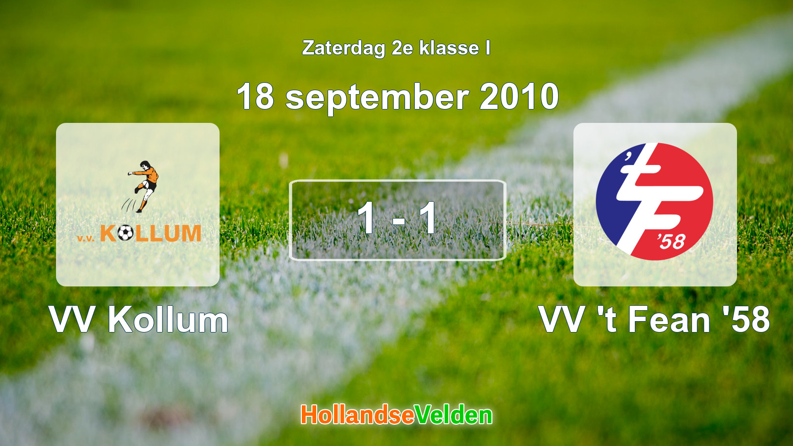 Gespeelde wedstrijd: VV Kollum - VV 't Fean '58 1 - 1 (18 september 2010)