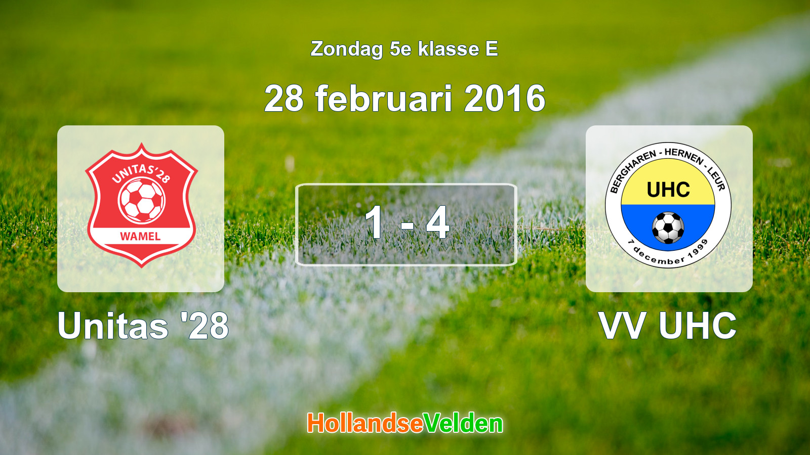 Gespeelde wedstrijd: Unitas '28 - VV UHC 1 - 4 (28 februari 2016)