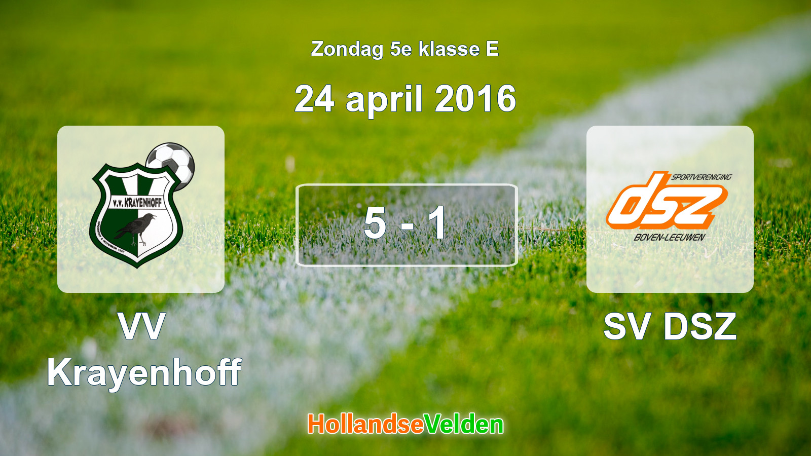 Gespeelde wedstrijd: VV Krayenhoff - SV DSZ 5 - 1 (24 april 2016)