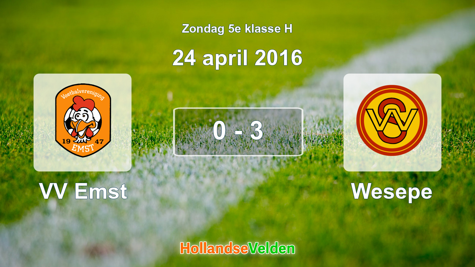 Gespeelde wedstrijd: VV Emst - Wesepe 0 - 3 (24 april 2016)